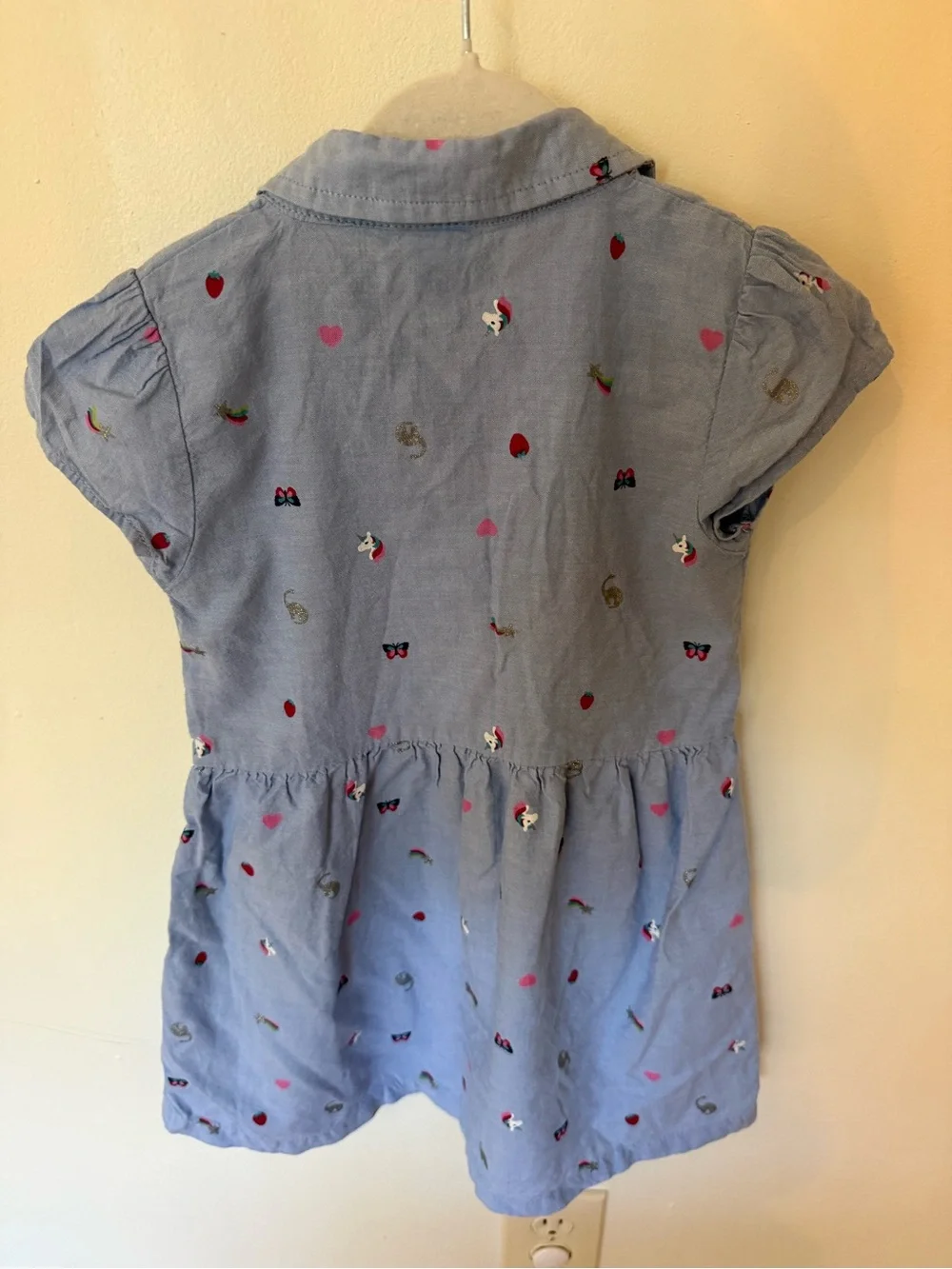 Carter's Light Blue Button-Front Embroidered Casual Dress